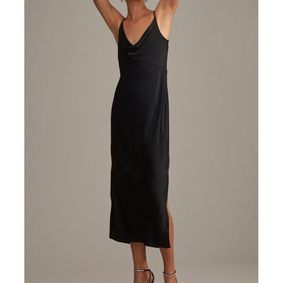 Anthropologie Elyse Cowl Neck Slip Dress in Black, Size Small - Picture 2 of 8
